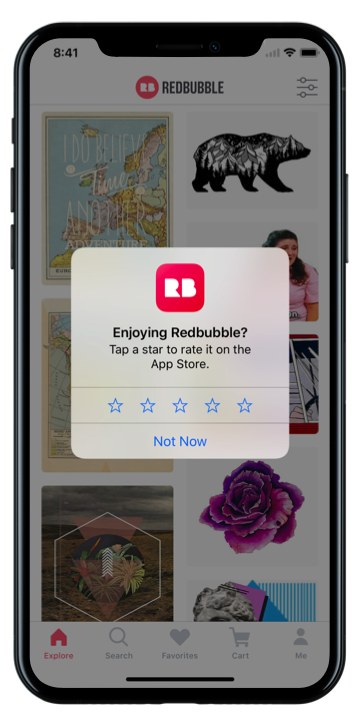The native iOS in-app rating prompt shown over an app